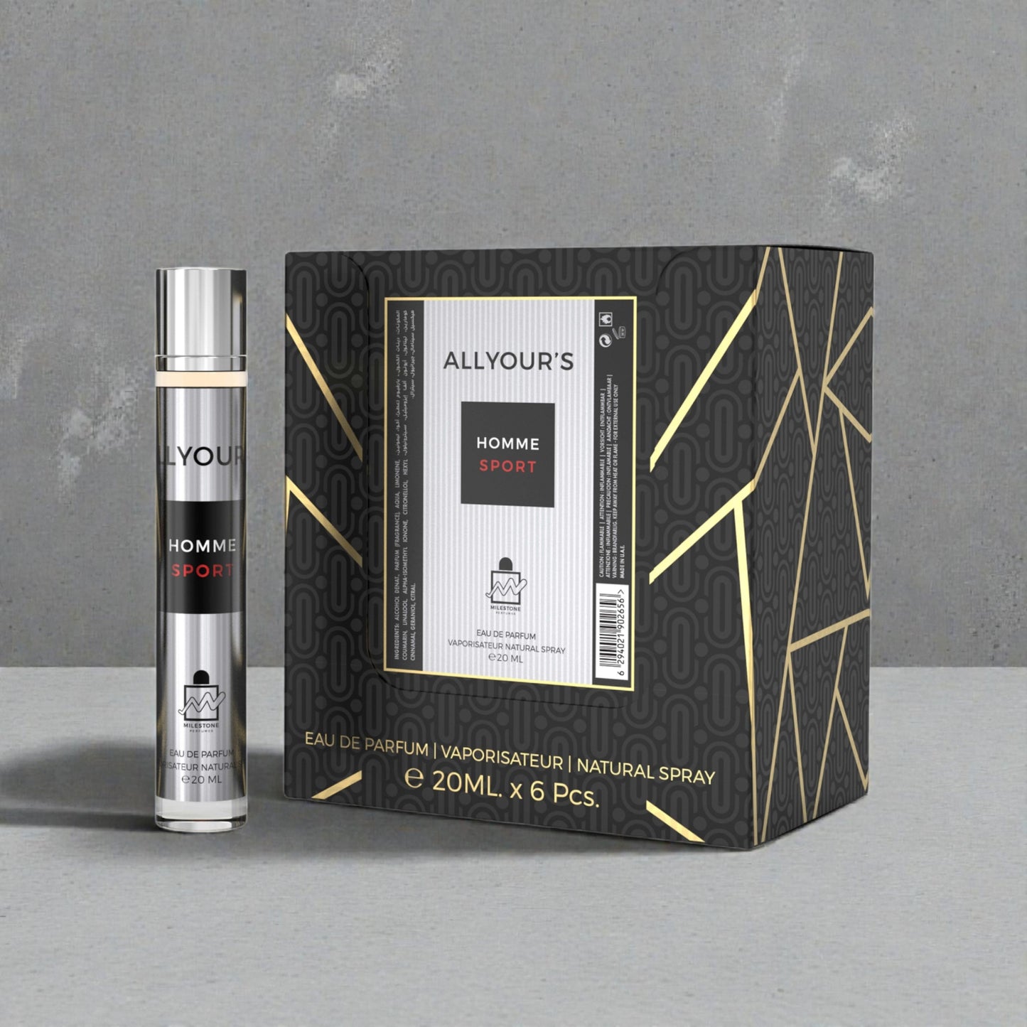 MILESTONE All Yours Homme Sport Eau De Parfum 5x 20ml Plus 1 Free Tester