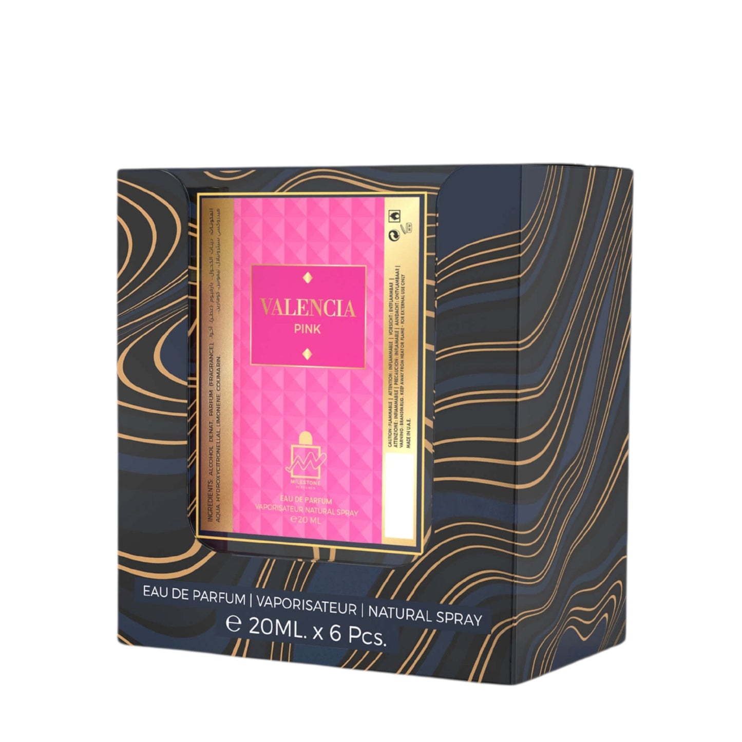 Milestone Valencia Pink Eau de Parfum — 5 x 20ml Wholesale Pack with Complimentary Tester for Retailers