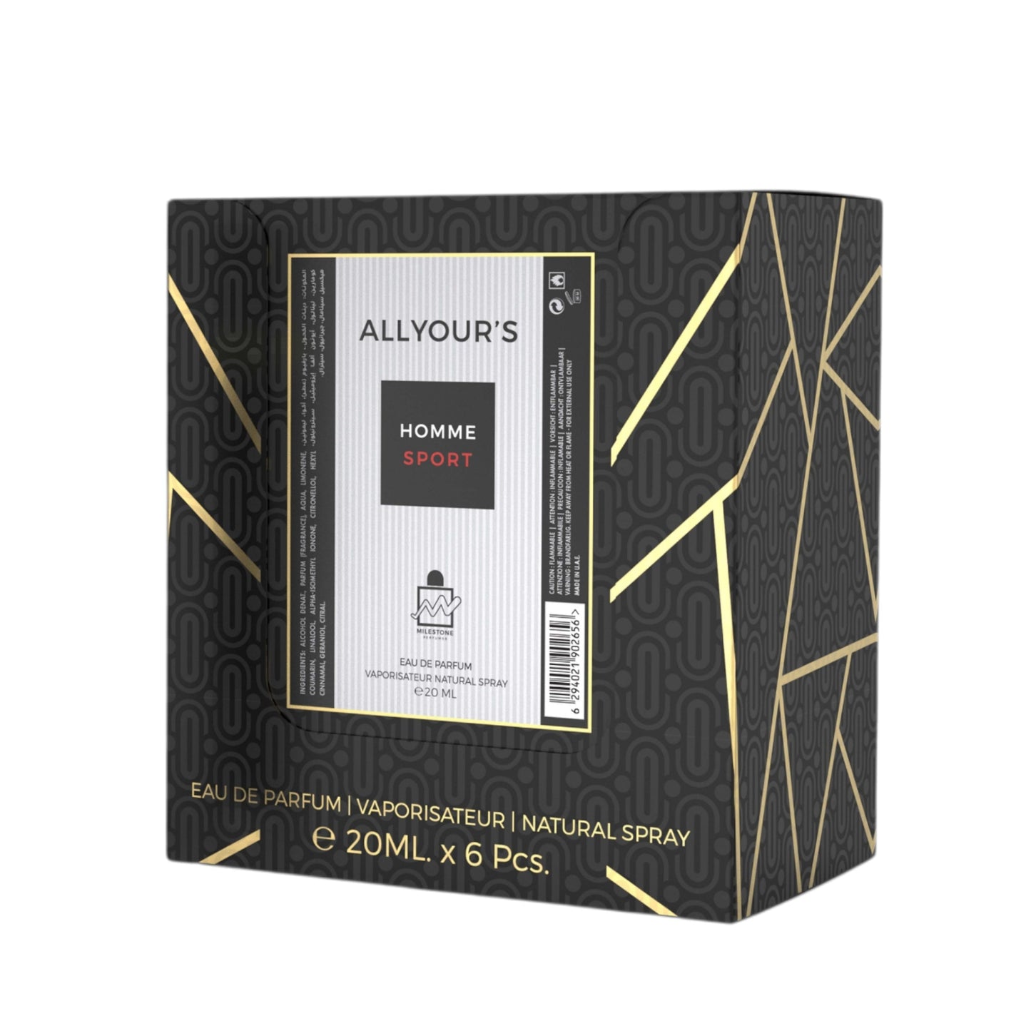 MILESTONE All Yours Homme Sport Eau De Parfum 5x 20ml Plus 1 Free Tester