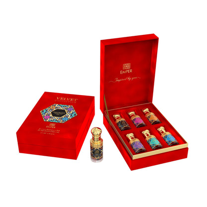 Velvet Collection Red Box Unisex Highly Concentrated Fragrance Oil Set, 6 x 12ml