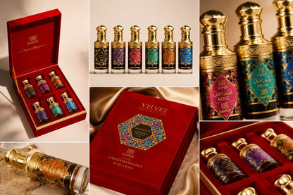 Velvet Collection Red Box Unisex Highly Concentrated Fragrance Oil Set, 6 x 12ml