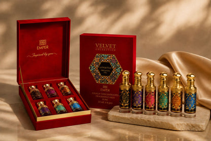 Velvet Collection Red Box Unisex Highly Concentrated Fragrance Oil Set, 6 x 12ml