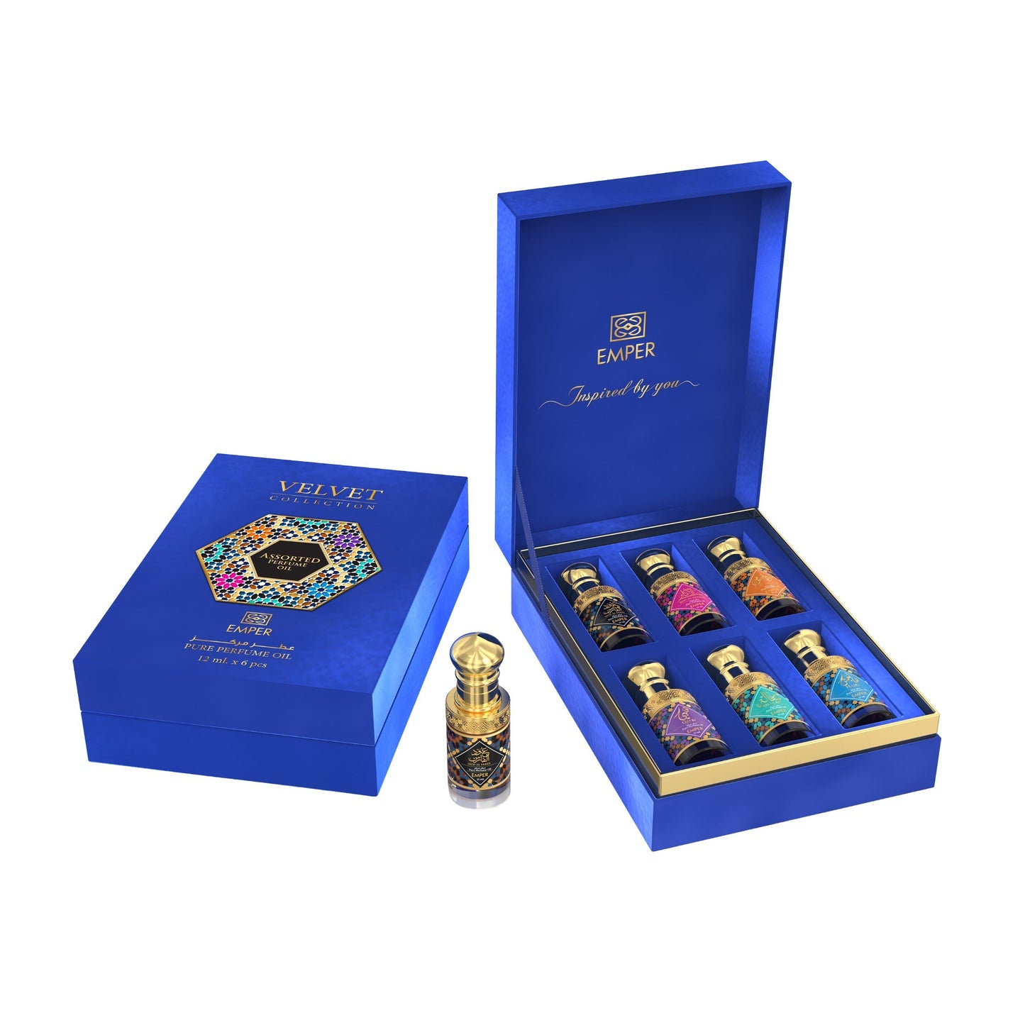 Emper Velvet Collection Blue Box 6 x 12ml Unisex Highly Concentrated Fragrance Oil Set