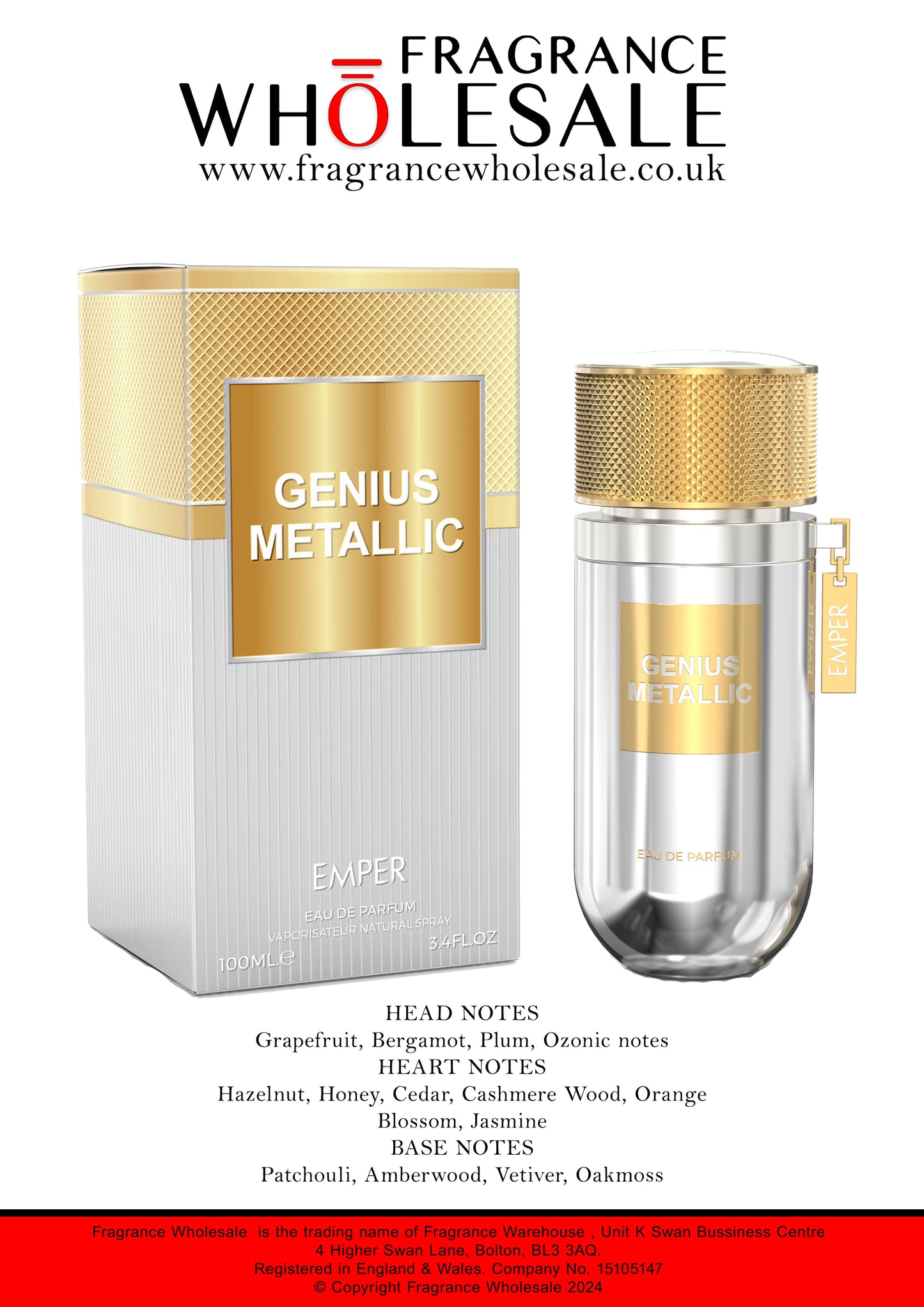 EMPER Genius Metallic Eau De Parfum  100ML (UNISEX)